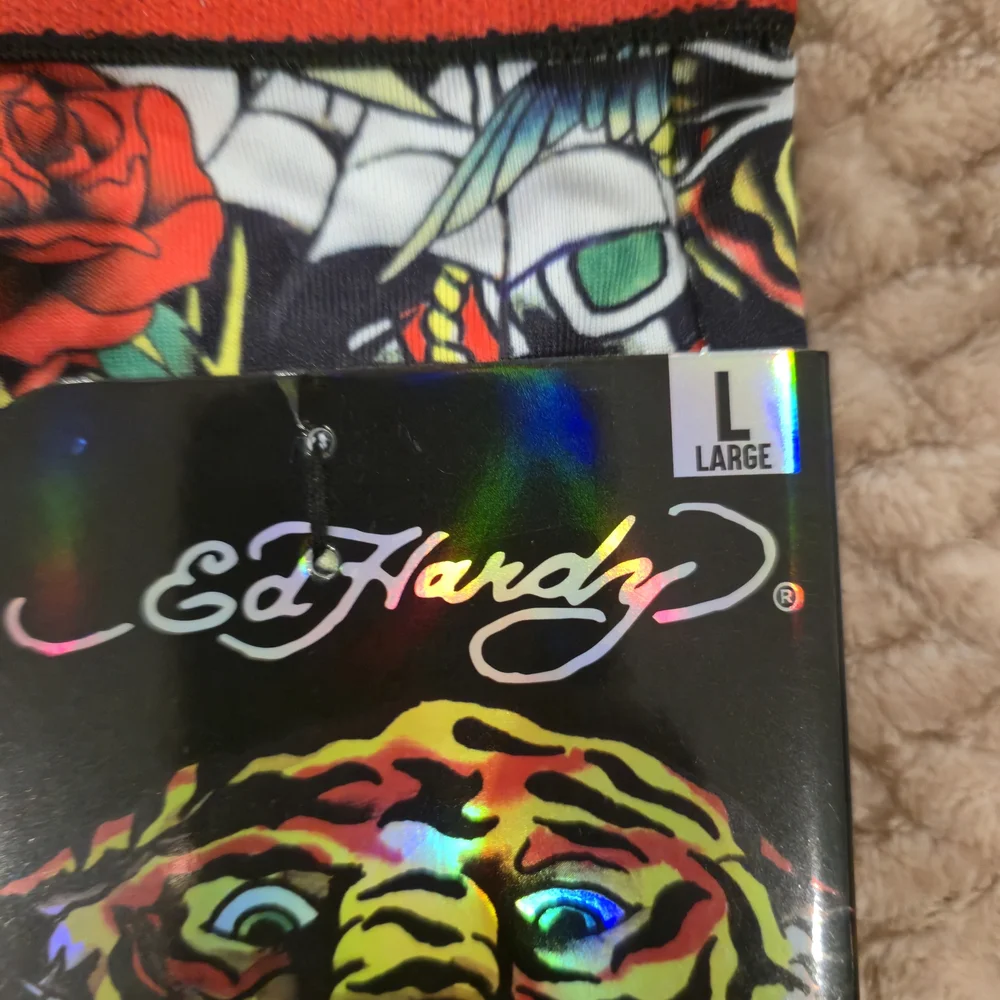 Ed Hardy Men's Performance Boxer Briefs Y2K Skulls Roses Pattern, 2-Pack, size L